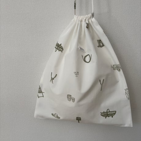 オールドマンズテーラー COTTON LINEN GREAT GREEN THUMB DRAWSTRING BAG
