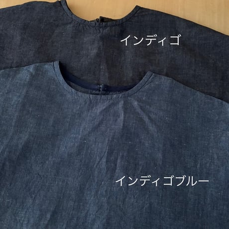 Hands of creation  コットンリネンダンガリー Aラインフレンチスリーブ ブラウス