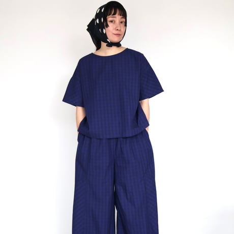 raha　edodaki gingham check flare wide pants