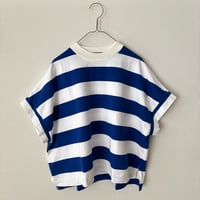 TISSU  ワイドボーダー モックネックドルマンTシャツ