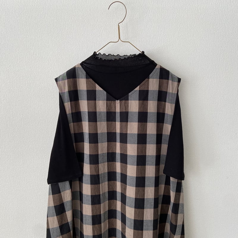 Curios tokyo ノースリーブチェックフリルワンピース