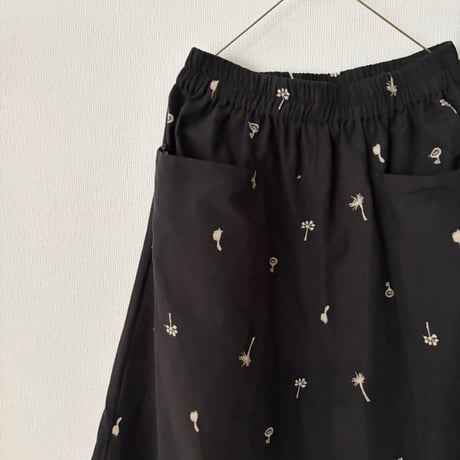 atelier naruse  cotton linen  cut in pocket skirt~nohara~・ブラック
