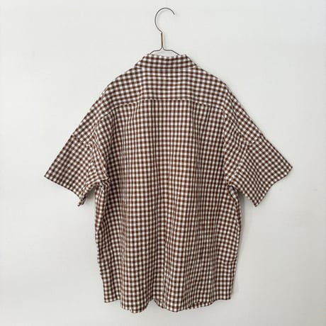 オールドマンズテーラー GINGHAM CHECK OVER SIZE HALF SLEEVE SHIRT