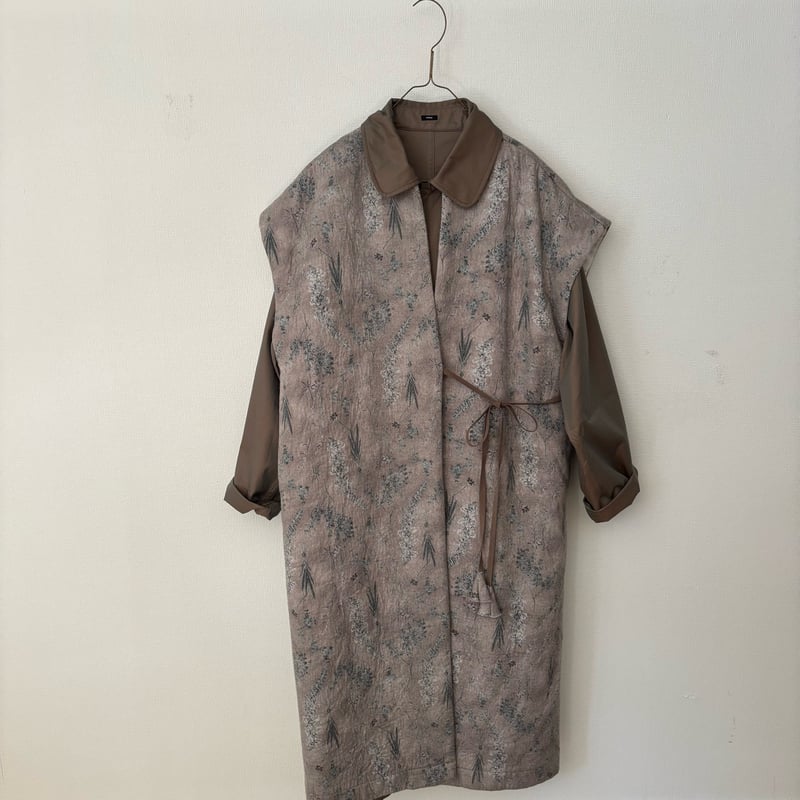 qiri old letter flowers long gilet | itonowa L