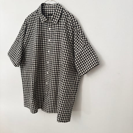 オールドマンズテーラー GINGHAM CHECK OVER SIZE HALF SLEEVE SHIRT