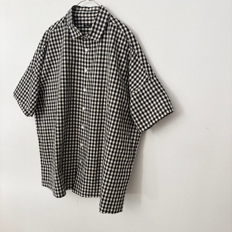 オールドマンズテーラー GINGHAM CHECK OVER SIZE HALF SLEEVE