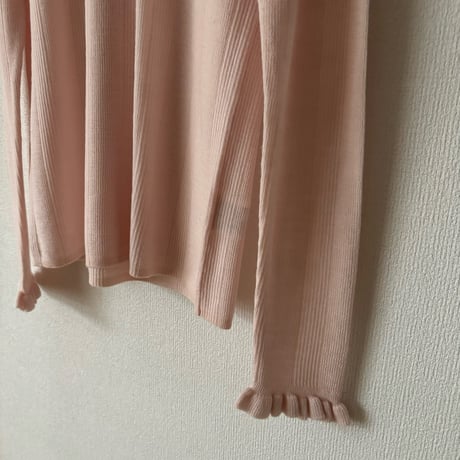 Hands of creation EXTRA FINE MERINO ランダムリブ フリルカラープルオーバー