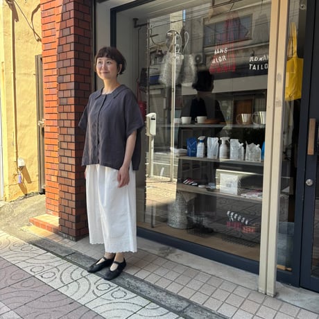 FOG LINEN WORK itonowa Life別注   フラットセーラーカラーブラウス・チャコール