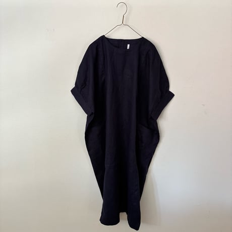 NATURAL LAUNDRY リネン切り替えワンピース ・ネイビー