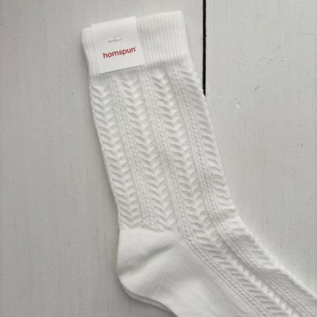 homspun 綿コーマ レースソックス