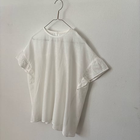 Hands of creation キュプラリサイクルコットン広巾刺繍 Aラインフレンチスリーブ ブラウス