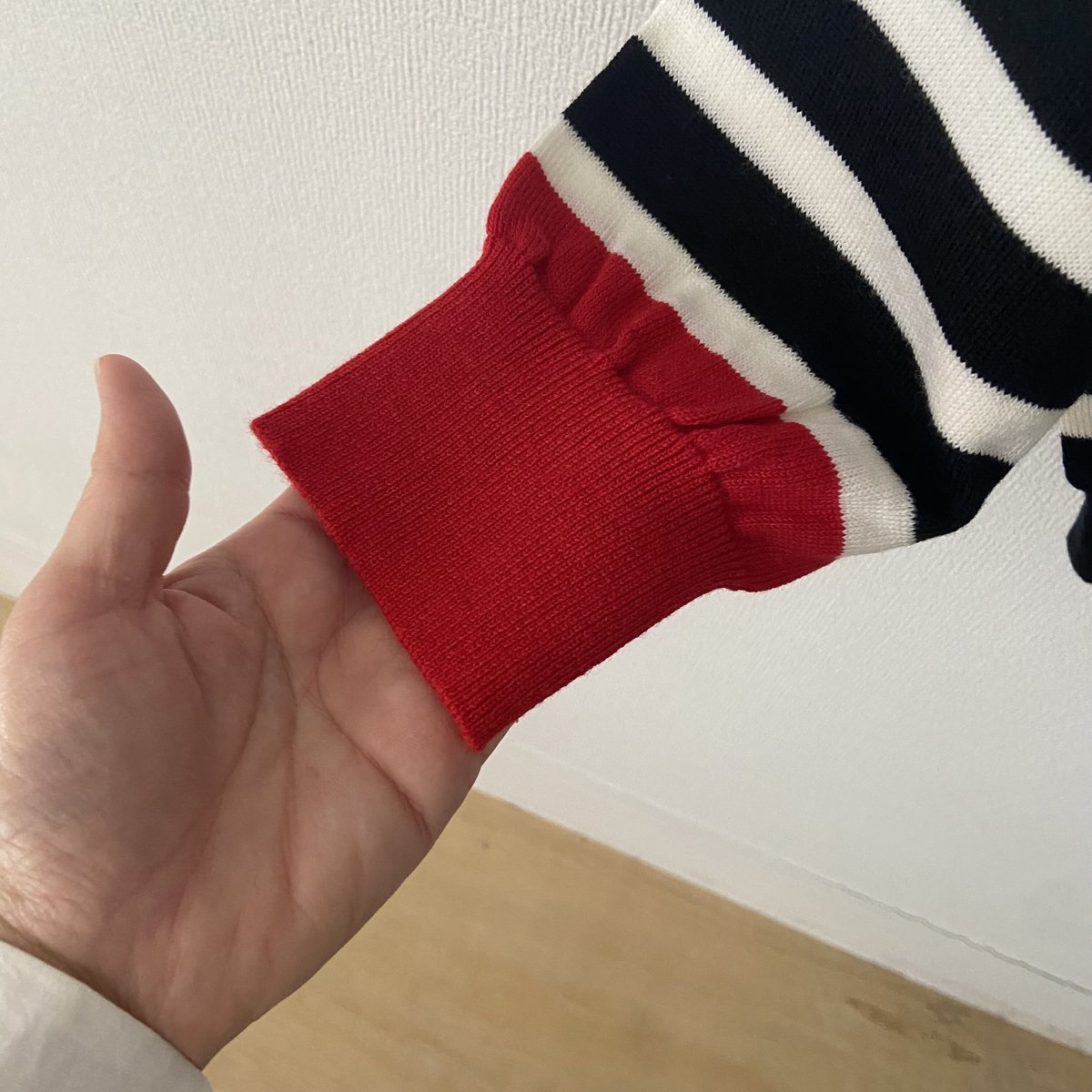 atelier naruse　ボーダーニット　レッド cotton wool border knit - atelier naruse｜Online store｜the an