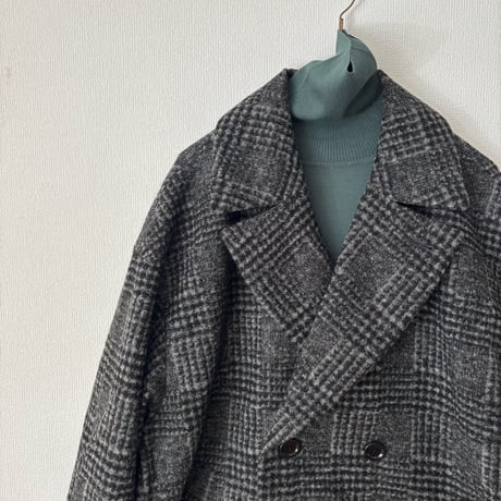 UNIVERSAL TISSU ウールグレンチェック オーバー ピーコート