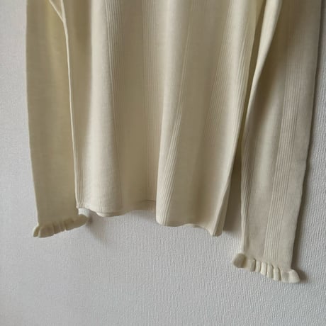 Hands of creation EXTRA FINE MERINO ランダムリブ フリルカラープルオーバー