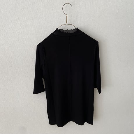 yuni 60/-強撚ストレッチフライス ハイネック 5分袖プルオーバー
