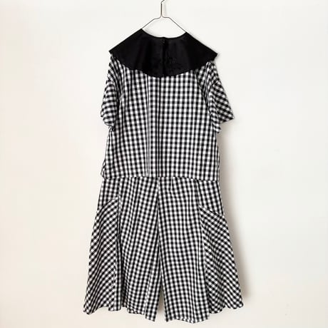 raha gingham check 2way square blouse