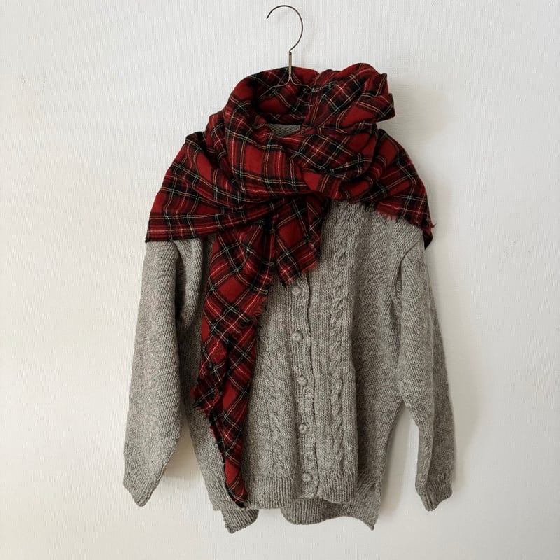 GARAGE ウールガーゼ 大判ストール・赤タータンチェック | itonowa