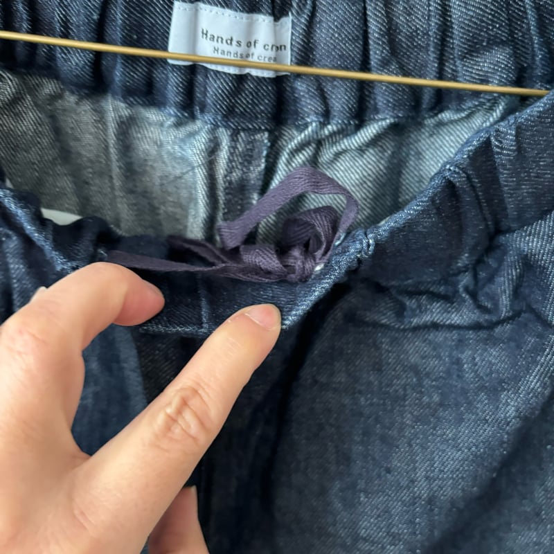 未使用 タグ付】Hands of creation 麻 デニムパンツ FREE 未使用 タグ