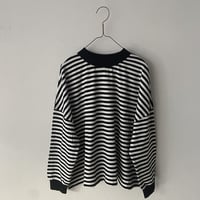 pot and tea スクエア長袖Tシャツ　ボーダー