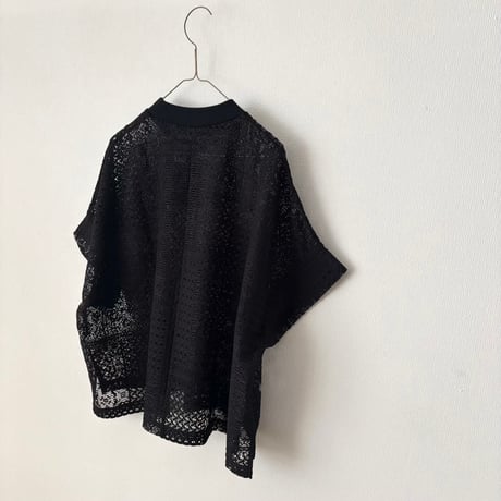 TISSU パッチワークレース モックネックドルマンTシャツ