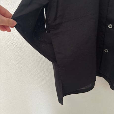 TISSU フレンチリネン ノーカラーシャツ