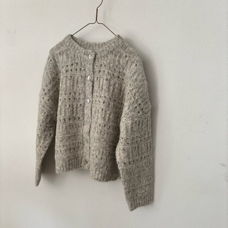 Hands of creation アルパカエアー 透かしボーダー2wayカーディガン | i