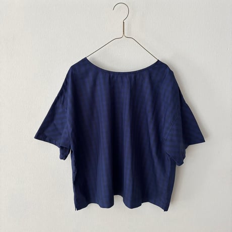 raha edodaki gingham check 2way square blouse