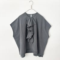 CLIP.TAB インディゴ ラッフルワイドシャツ・フェードグレー