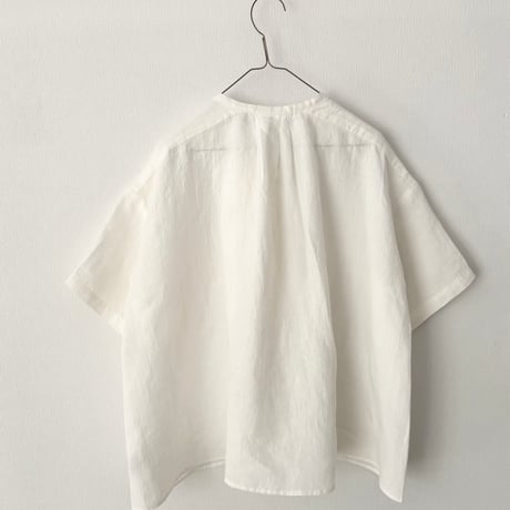 Hands of creation  60/-Linen 桐七炊き ラッフル半袖ブラウス