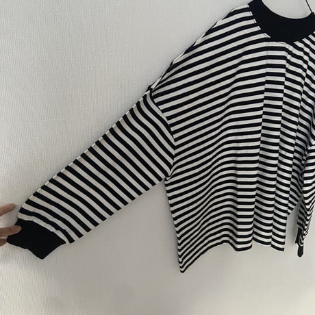 pot and tea スクエア長袖Tシャツ　ボーダー