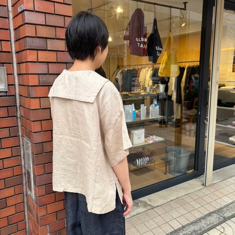 FOG LINEN WORK itonowa Life別注   フラットセーラーカラーブラウス・ベージュ