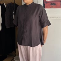 Hands of creation  Linen 桐七炊き 比翼仕立てスタンドカラーシャツ