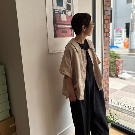 FOG LINEN WORK itonowa Life別注   フラットセーラーカラーブラウス・ベージュ
