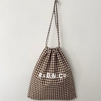 オールドマンズテーラー GINGHAM CHECK DRAWSTRING BAG(L)・Brown