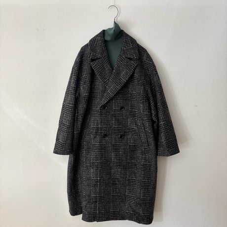UNIVERSAL TISSU ウールグレンチェック オーバー ピーコート