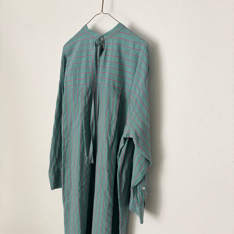 yuni キュプラポリエステルコットン stripe シャツワンピース