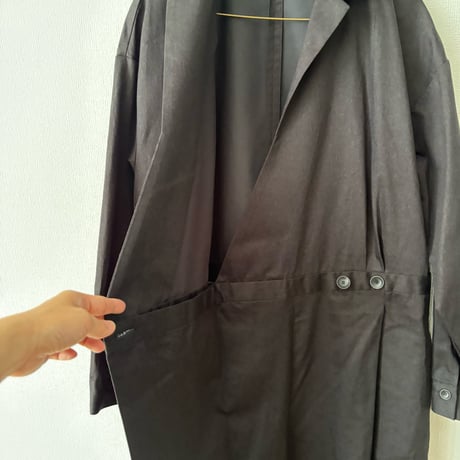atelier naruse  コットンカシュクール オーバーオール・ブラック