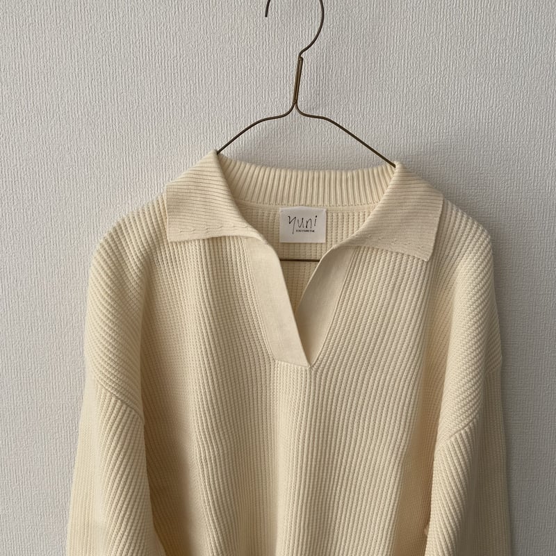 新品未使用 yuni POTTER ワッフル襟付きプルオーバー ベージュ 新品未使用 yuni POTTER ワッフル襟付きプルオーバー ベージュ