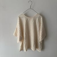 UNIVERSA SEVEN シースルーギンガム 2wayワイドブラウス
