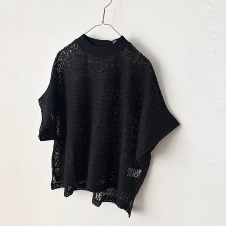 TISSU パッチワークレース モックネックドルマンTシャツ