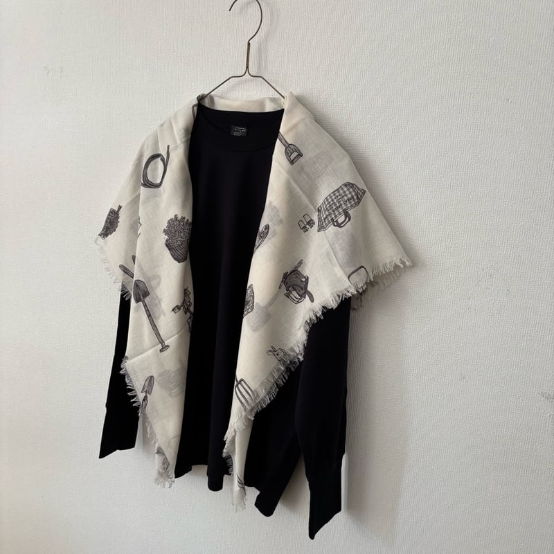 R&D.M.Co-☆GREAT GREEN THUMB GAUZE SHAWL R&D.M.Co- GREAT GREEN THUMB GAUZE SHAWL / White × Green