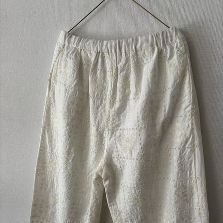 yuni eyelet embroidery easy pants・シロ