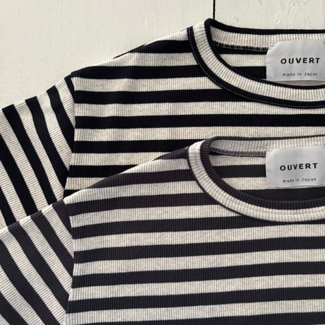 OUVERT 1×1 テレコボーダー クルーネックプルオーバー