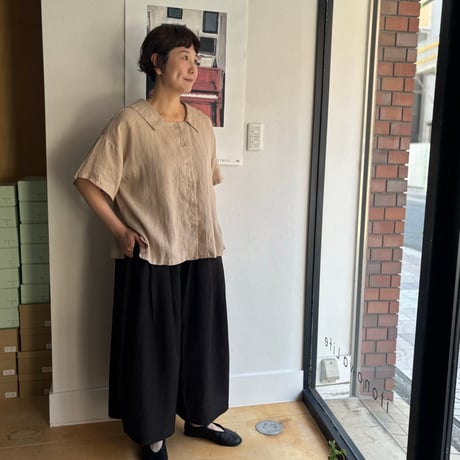 FOG LINEN WORK itonowa Life別注   フラットセーラーカラーブラウス・ベージュ