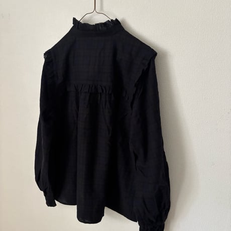 OUVERT  エターミンリファインチェック フリルカラーブラウス