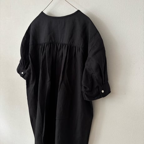 homspun  リネンバイオ 半袖ワンピース・ブラック