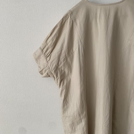 homspun コットンリネンマット パフスリーブワンピース　アイボリー Mサイズ