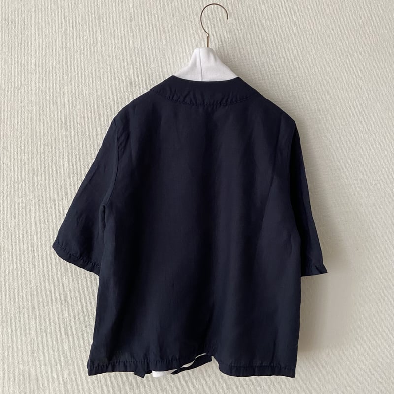 homspun リネンバイオ フロントギャザー6分袖ブラウスジャケット  