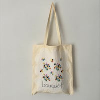 pot  and tea ブーケ刺繍トートバッグ・生成り