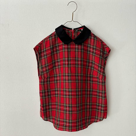 オールドマンズテーラー  ROUND COLLAR NO SLEEVE BLOUSE ・Royal Stewart